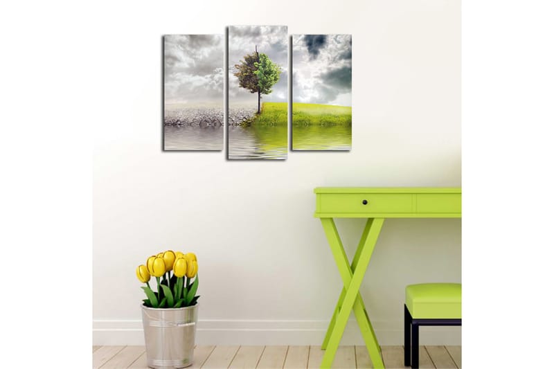 Canvasbilde 3-pk flerfarget - 22x03 cm - Interiør - Maleri & posters - Lerretsbilder