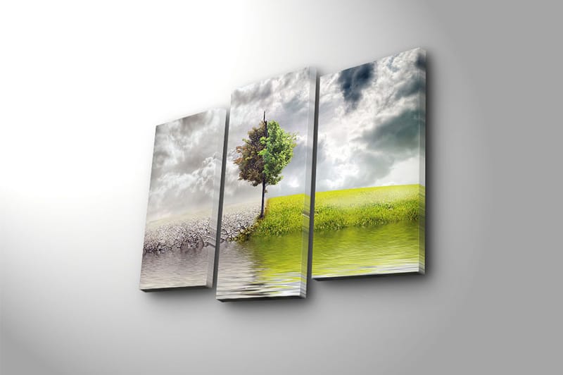 Canvasbilde 3-pk flerfarget - 22x03 cm - Interiør - Maleri & posters - Lerretsbilder