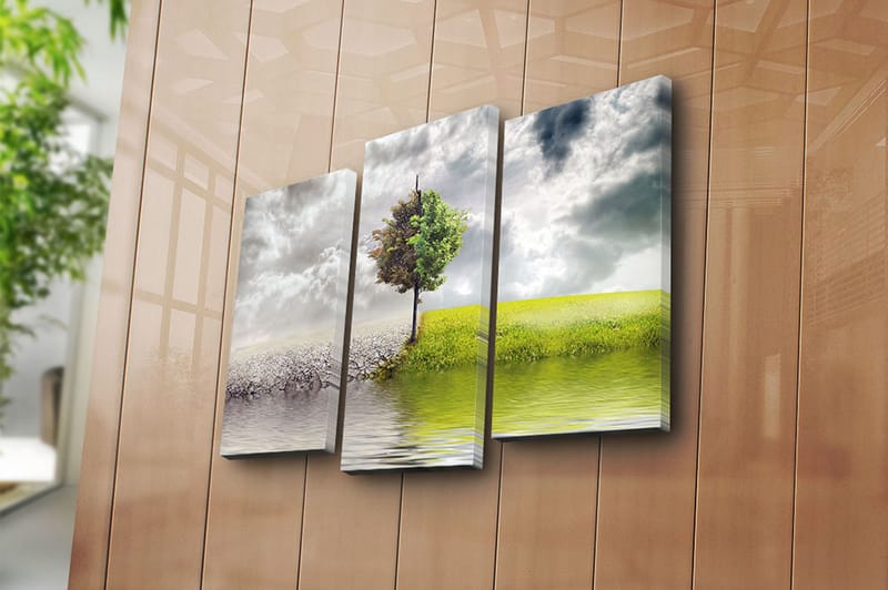 Canvasbilde 3-pk flerfarget - 22x03 cm - Interiør - Maleri & posters - Lerretsbilder