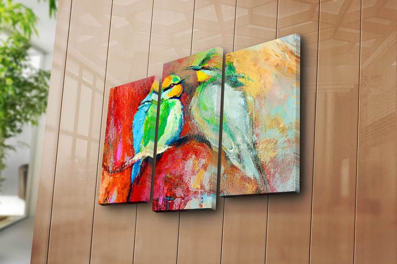 Canvasbilde 3-pk flerfarget - 22x03 cm - Interiør - Maleri & posters - Lerretsbilder