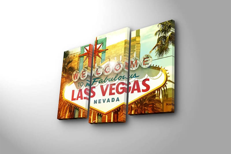 Canvasbilde 3-pk flerfarget - 22x03 cm - Interiør - Maleri & posters - Lerretsbilder