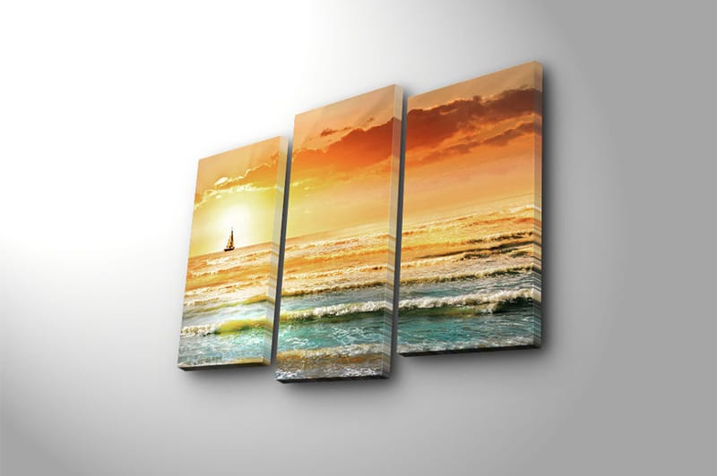 Canvasbilde 3-pk flerfarget - 22x03 cm - Interiør - Maleri & posters - Lerretsbilder