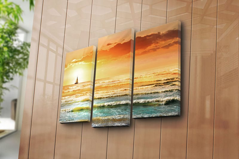 Canvasbilde 3-pk flerfarget - 22x03 cm - Interiør - Maleri & posters - Lerretsbilder