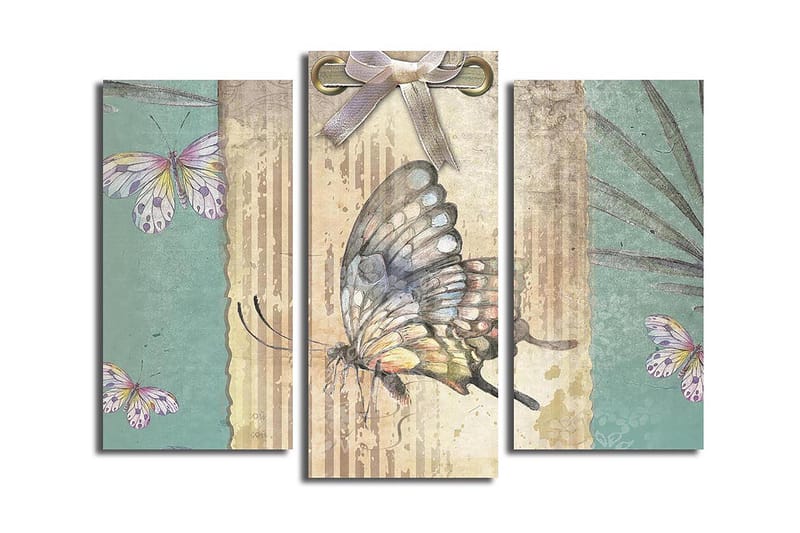 Canvasbilde 3-pk flerfarget - 22x03 cm - Interiør - Maleri & posters - Lerretsbilder