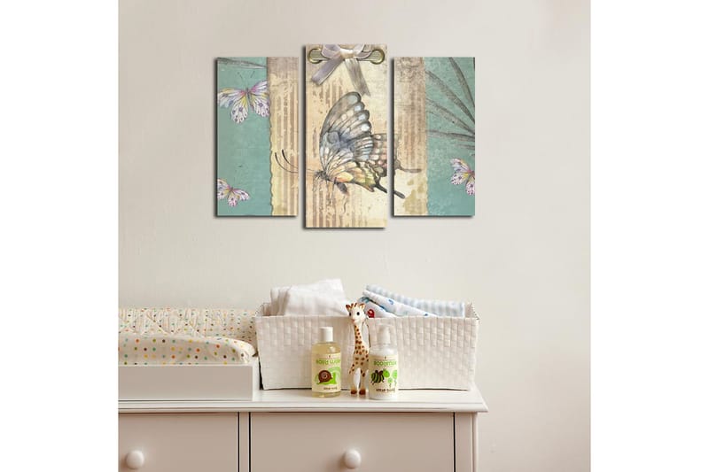 Canvasbilde 3-pk flerfarget - 22x03 cm - Interiør - Maleri & posters - Lerretsbilder
