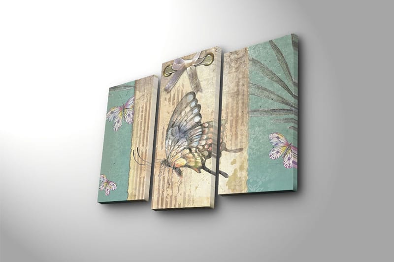 Canvasbilde 3-pk flerfarget - 22x03 cm - Interiør - Maleri & posters - Lerretsbilder