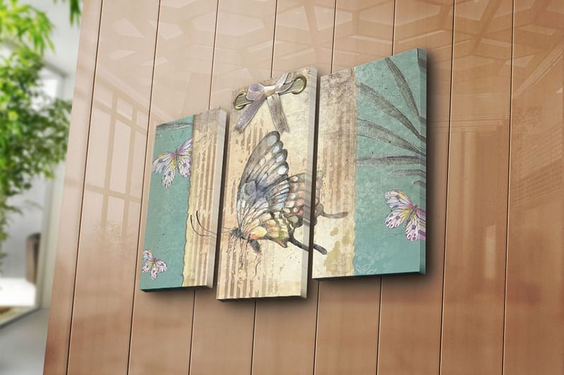 Canvasbilde 3-pk flerfarget - 22x03 cm - Interiør - Maleri & posters - Lerretsbilder