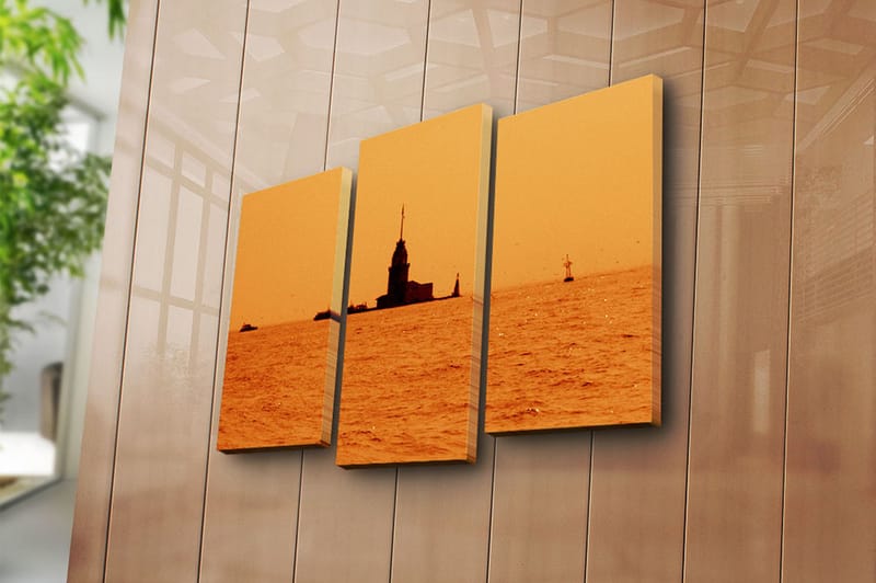 Canvasbilde 3-pk flerfarget - 22x03 cm - Interiør - Maleri & posters - Lerretsbilder