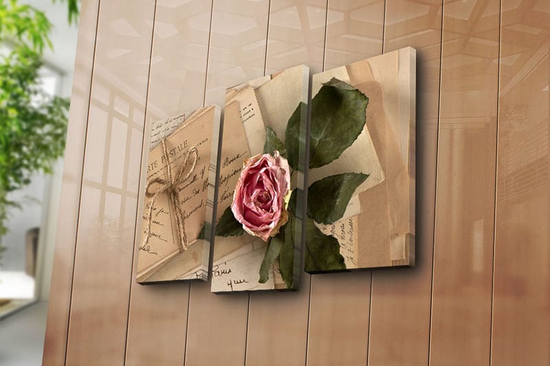 Canvasbilde 3-pk flerfarget - 22x03 cm - Interiør - Maleri & posters - Lerretsbilder
