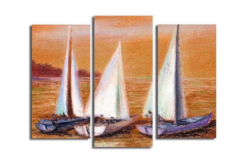 Canvasbilde 3-pk flerfarget - 22x03 cm - Interiør - Maleri & posters - Lerretsbilder
