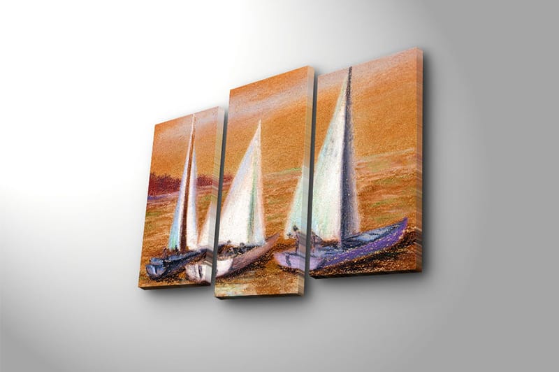 Canvasbilde 3-pk flerfarget - 22x03 cm - Interiør - Maleri & posters - Lerretsbilder