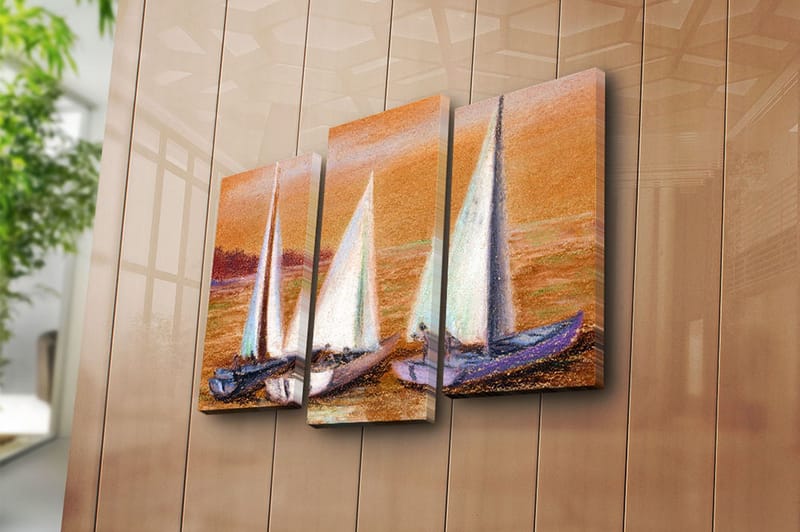 Canvasbilde 3-pk flerfarget - 22x03 cm - Interiør - Maleri & posters - Lerretsbilder