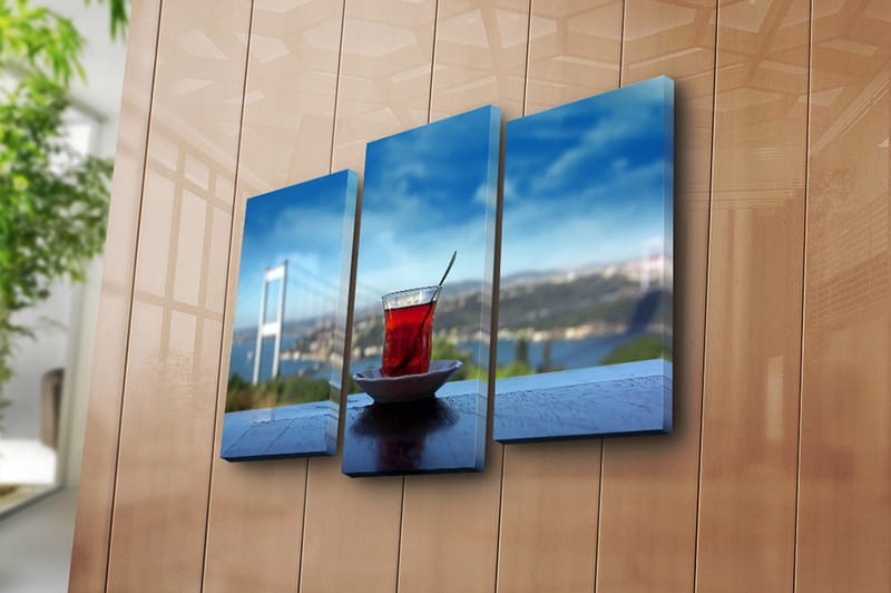 Canvasbilde 3-pk flerfarget - 22x03 cm - Interiør - Maleri & posters - Lerretsbilder