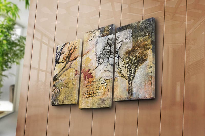 Canvasbilde 3-pk flerfarget - 22x03 cm - Interiør - Maleri & posters - Lerretsbilder