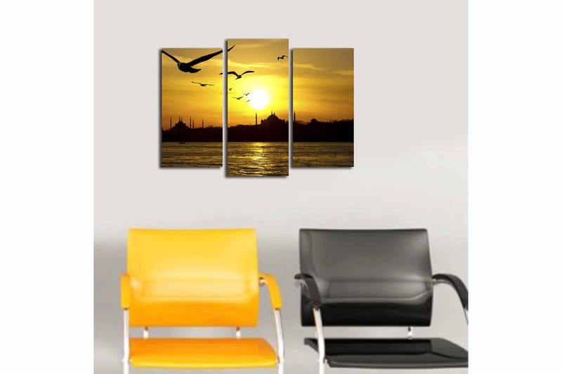 Canvasbilde 3-pk flerfarget - 22x03 cm - Interiør - Maleri & posters - Lerretsbilder