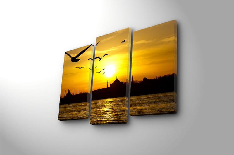 Canvasbilde 3-pk flerfarget - 22x03 cm - Interiør - Maleri & posters - Lerretsbilder