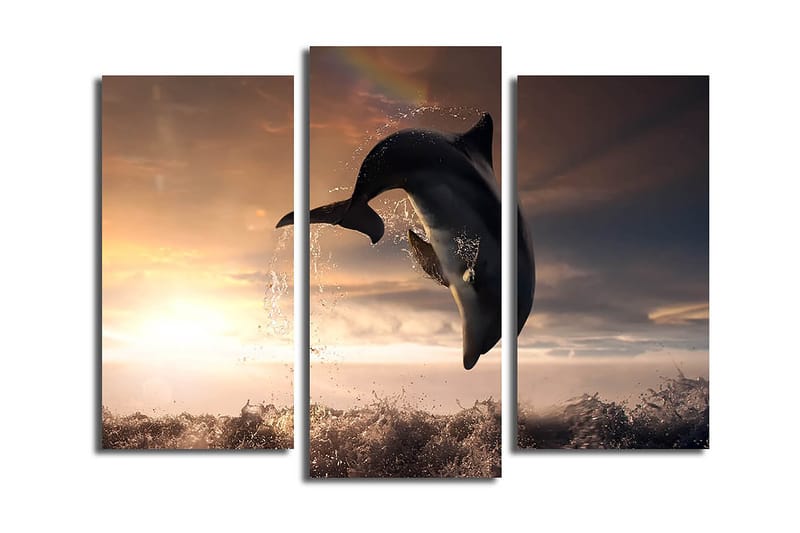 Canvasbilde 3-pk flerfarget - 22x03 cm - Interiør - Maleri & posters - Lerretsbilder