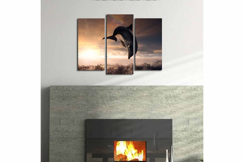 Canvasbilde 3-pk flerfarget - 22x03 cm - Interiør - Maleri & posters - Lerretsbilder