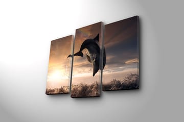 Canvasbilde 3-pk flerfarget - 22x03 cm - Interiør - Maleri & posters - Lerretsbilder