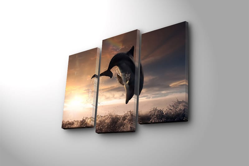 Canvasbilde 3-pk flerfarget - 22x03 cm - Interiør - Maleri & posters - Lerretsbilder