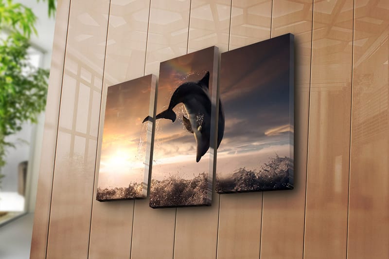 Canvasbilde 3-pk flerfarget - 22x03 cm - Interiør - Maleri & posters - Lerretsbilder