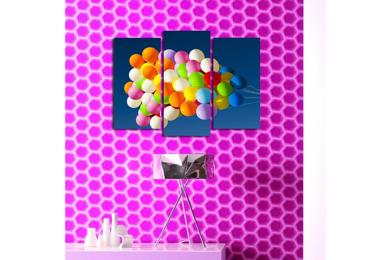 Canvasbilde 3-pk flerfarget - 22x03 cm - Interiør - Maleri & posters - Lerretsbilder