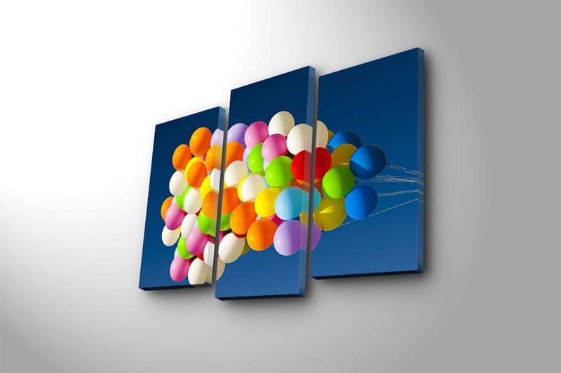Canvasbilde 3-pk flerfarget - 22x03 cm - Interiør - Maleri & posters - Lerretsbilder