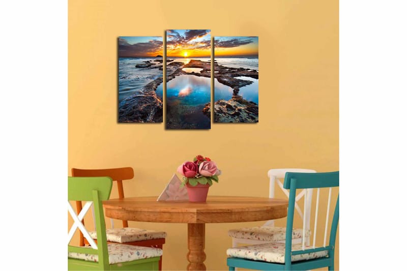 Canvasbilde 3-pk flerfarget - 22x03 cm - Interiør - Maleri & posters - Lerretsbilder