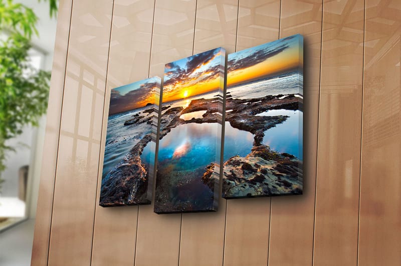Canvasbilde 3-pk flerfarget - 22x03 cm - Interiør - Maleri & posters - Lerretsbilder