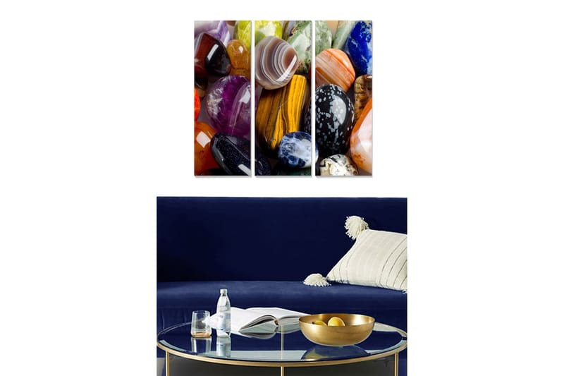 Canvasbilde 3-pk flerfarget - 22x05 cm - Interiør - Maleri & posters - Lerretsbilder
