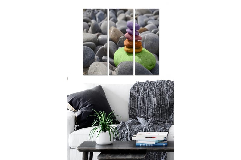 Canvasbilde 3-pk flerfarget - 22x05 cm - Interiør - Maleri & posters - Lerretsbilder