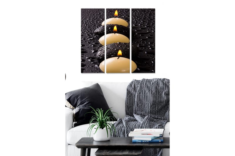 Canvasbilde 3-pk flerfarget - 22x05 cm - Interiør - Maleri & posters - Lerretsbilder