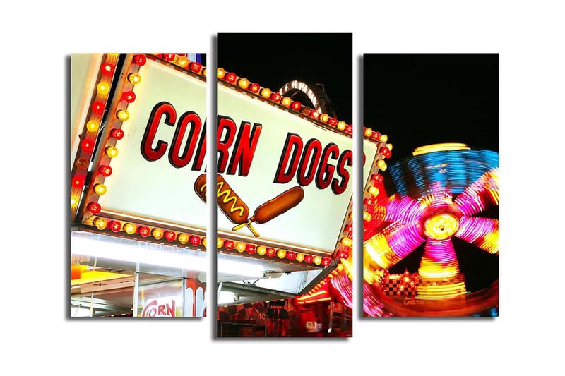 Canvasbilde 3-pk flerfarget, 22x03 cm