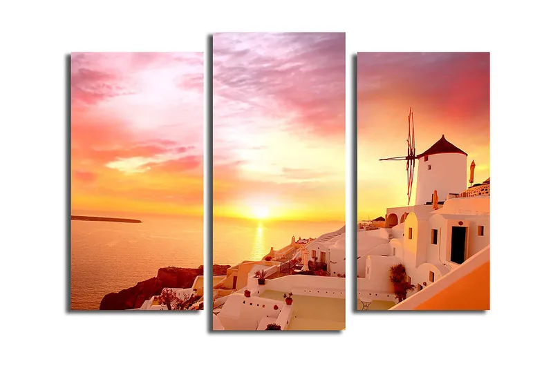 Canvasbilde 3-pk flerfarget, 22x03 cm