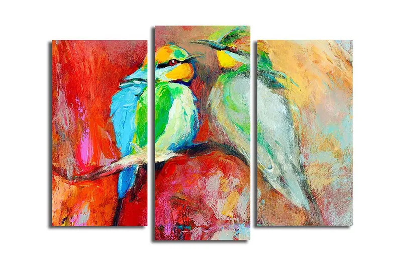 Canvasbilde 3-pk flerfarget, 22x03 cm