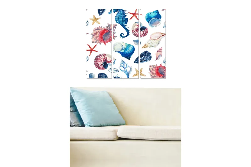 Canvasbilde 3-pk flerfarget, 22x05 cm