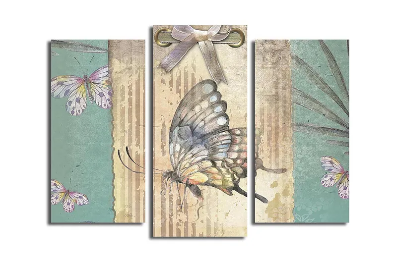 Canvasbilde 3-pk flerfarget, 22x03 cm