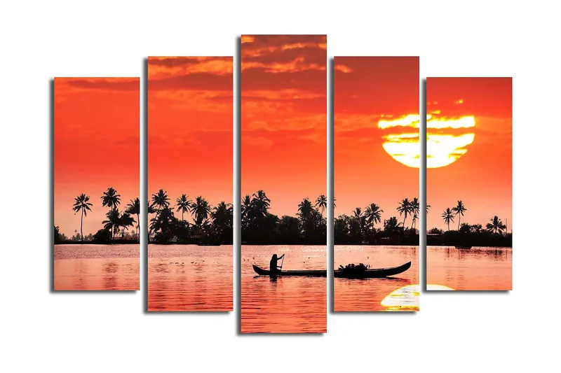 Canvasbilde 5-pk flerfarget, 11x96 cm