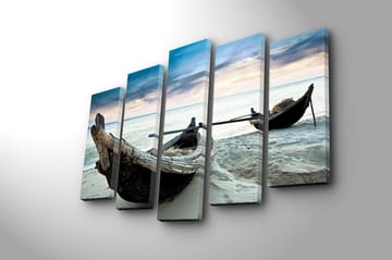 Canvasbilde 5-pk flerfarget - 11x96 cm - Interiør - Maleri & posters - Lerretsbilder