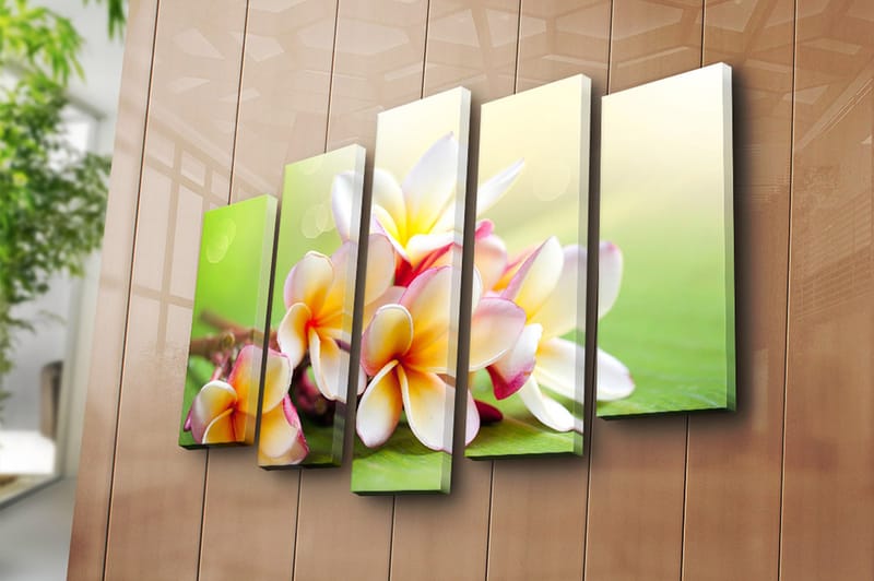 Canvasbilde 5-pk flerfarget - 11x96 cm - Interiør - Maleri & posters - Lerretsbilder
