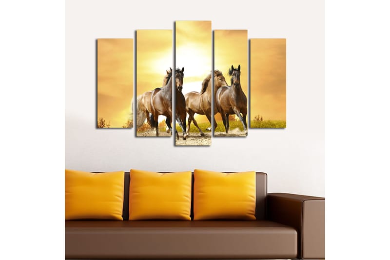 Canvasbilde 5-pk flerfarget - 11x96 cm - Interiør - Maleri & posters - Lerretsbilder