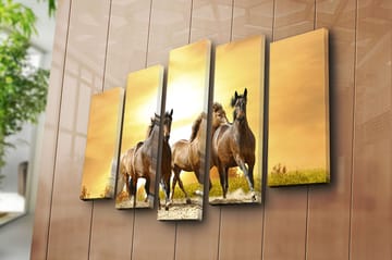 Canvasbilde 5-pk flerfarget - 11x96 cm - Interiør - Maleri & posters - Lerretsbilder