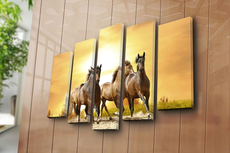 Canvasbilde 5-pk flerfarget - 11x96 cm - Interiør - Maleri & posters - Lerretsbilder