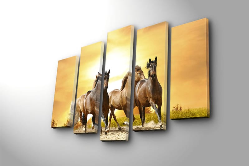 Canvasbilde 5-pk flerfarget - 11x96 cm - Interiør - Maleri & posters - Lerretsbilder
