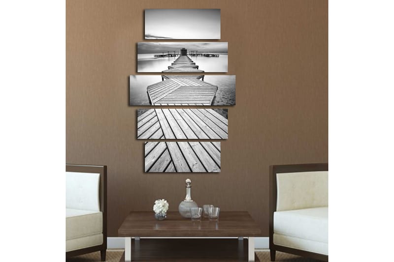 Canvasbilde 5-pk flerfarget - 11x96 cm - Interiør - Maleri & posters - Lerretsbilder