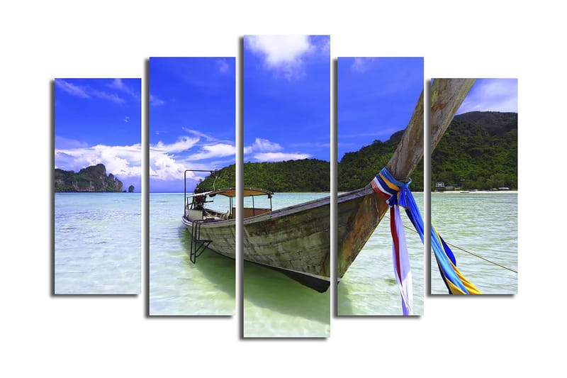 Canvasbilde 5-pk flerfarget - 11x96 cm - Interiør - Maleri & posters - Lerretsbilder