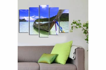 Canvasbilde 5-pk flerfarget - 11x96 cm - Interiør - Maleri & posters - Lerretsbilder