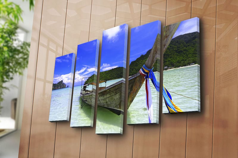 Canvasbilde 5-pk flerfarget - 11x96 cm - Interiør - Maleri & posters - Lerretsbilder