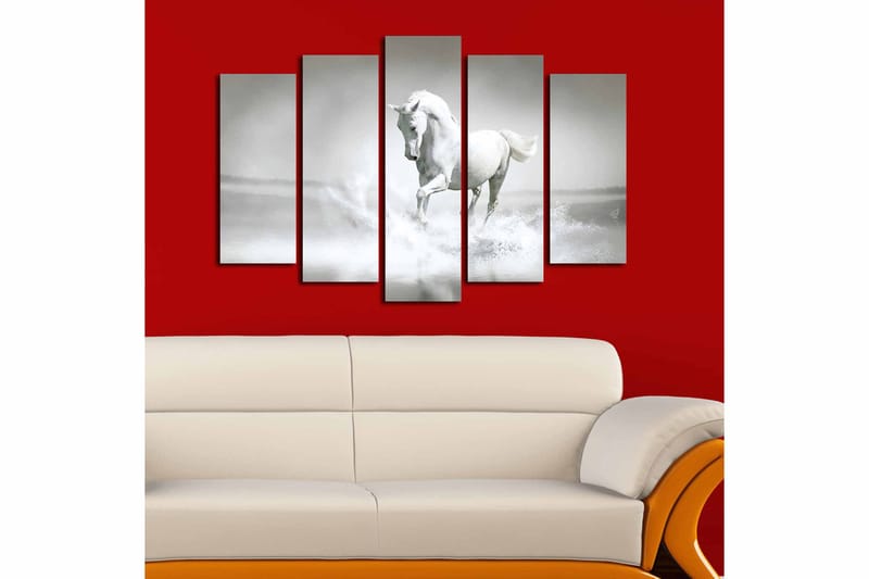 Canvasbilde 5-pk flerfarget - 11x96 cm - Interiør - Maleri & posters - Lerretsbilder