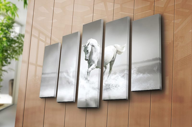 Canvasbilde 5-pk flerfarget - 11x96 cm - Interiør - Maleri & posters - Lerretsbilder